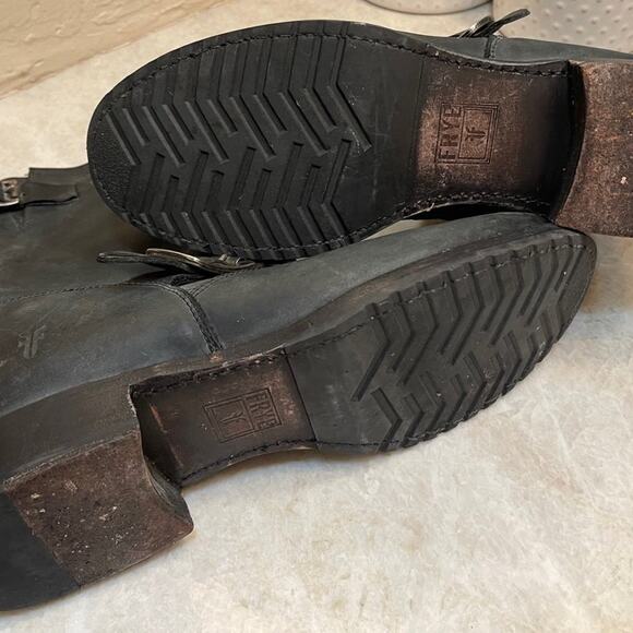 Frye Veronica distressed black Boots Sz 40 - Picture 5 of 10